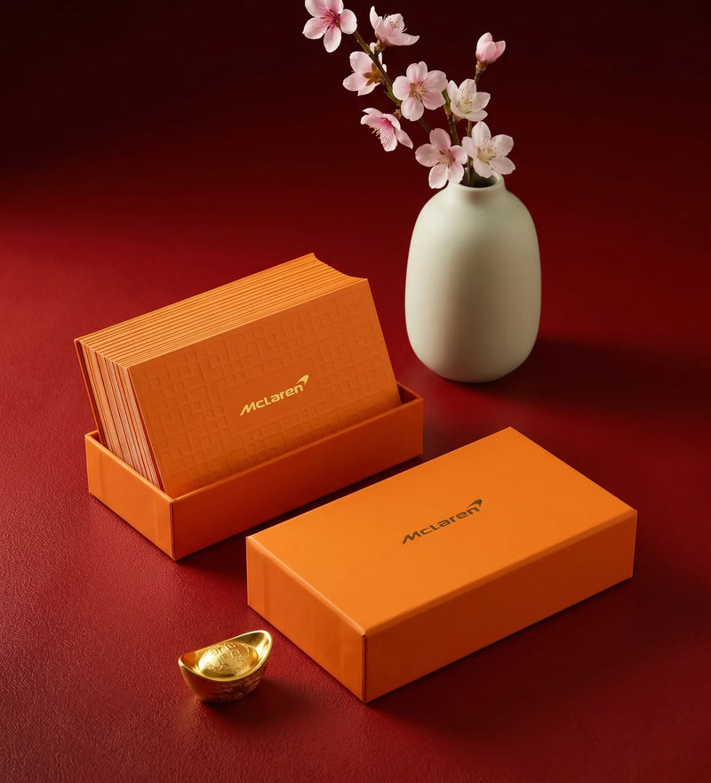 Branded orange gift boxes with card set, CNY corporate gift Singapore