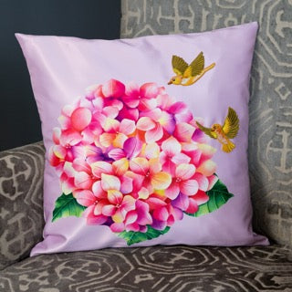 2025 Hydrangeas Satin Cushion Cover