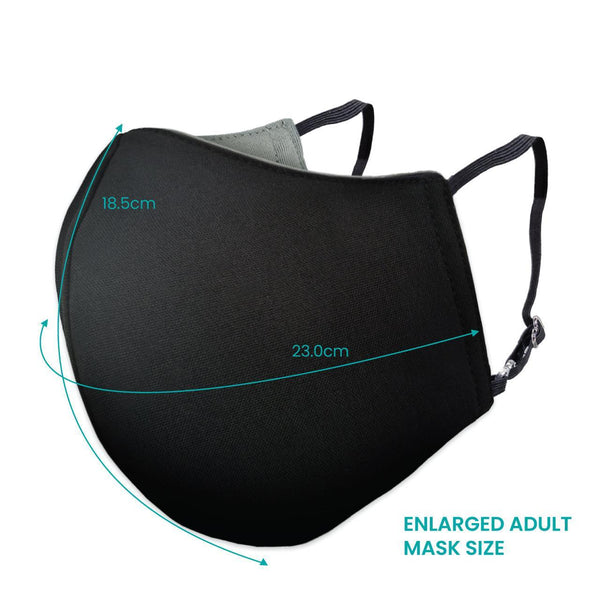 ShieldMask+ (Enlarged Adult) - Classic Black With Misty Grey Inner - Shevron