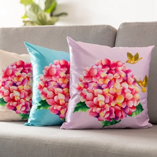 2025 Hydrangeas Satin Cushion Cover