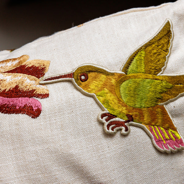 2025 Golden Finch and Amethyst Bloom Cushion Cover