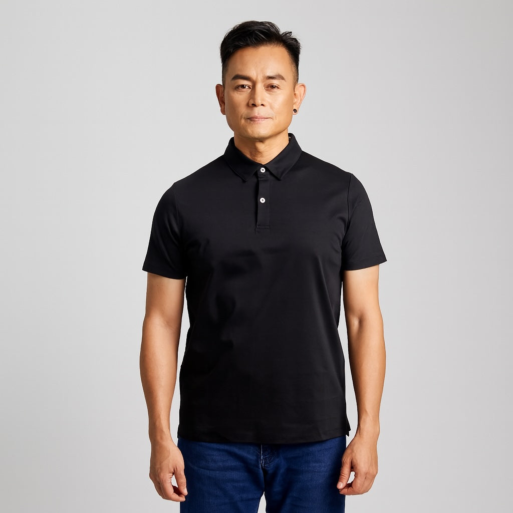 Black Polo Shirt – 100% USA Luxury Pima Cotton, Tailored Fit