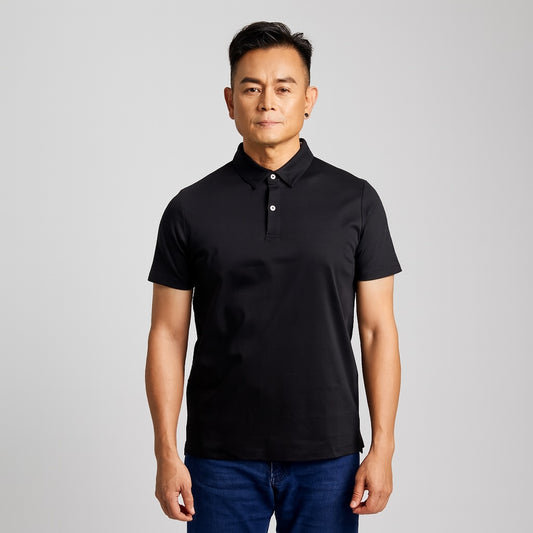 Black Polo Shirt – 100% USA Luxury Pima Cotton, Tailored Fit